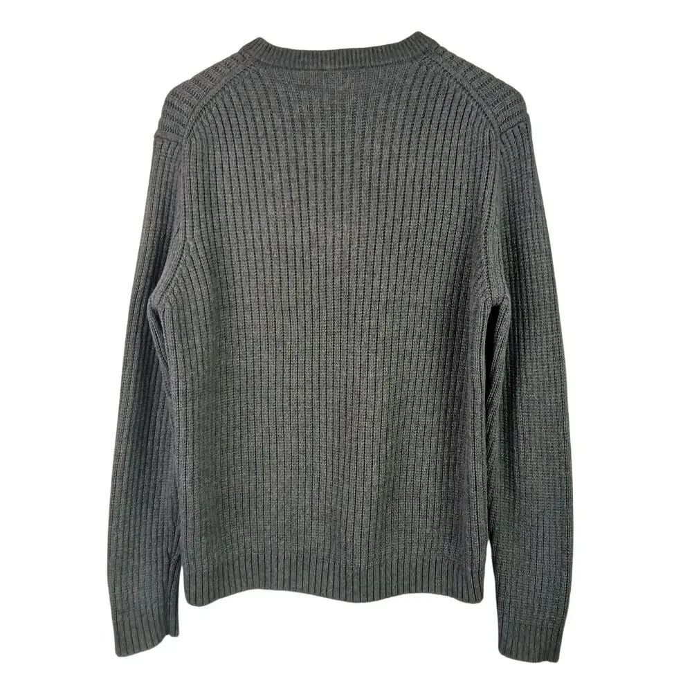 J.Crew Men’s SZ L VTG Chunky Cotton Ribbed Sweater -Holiday 2004-Charcoal